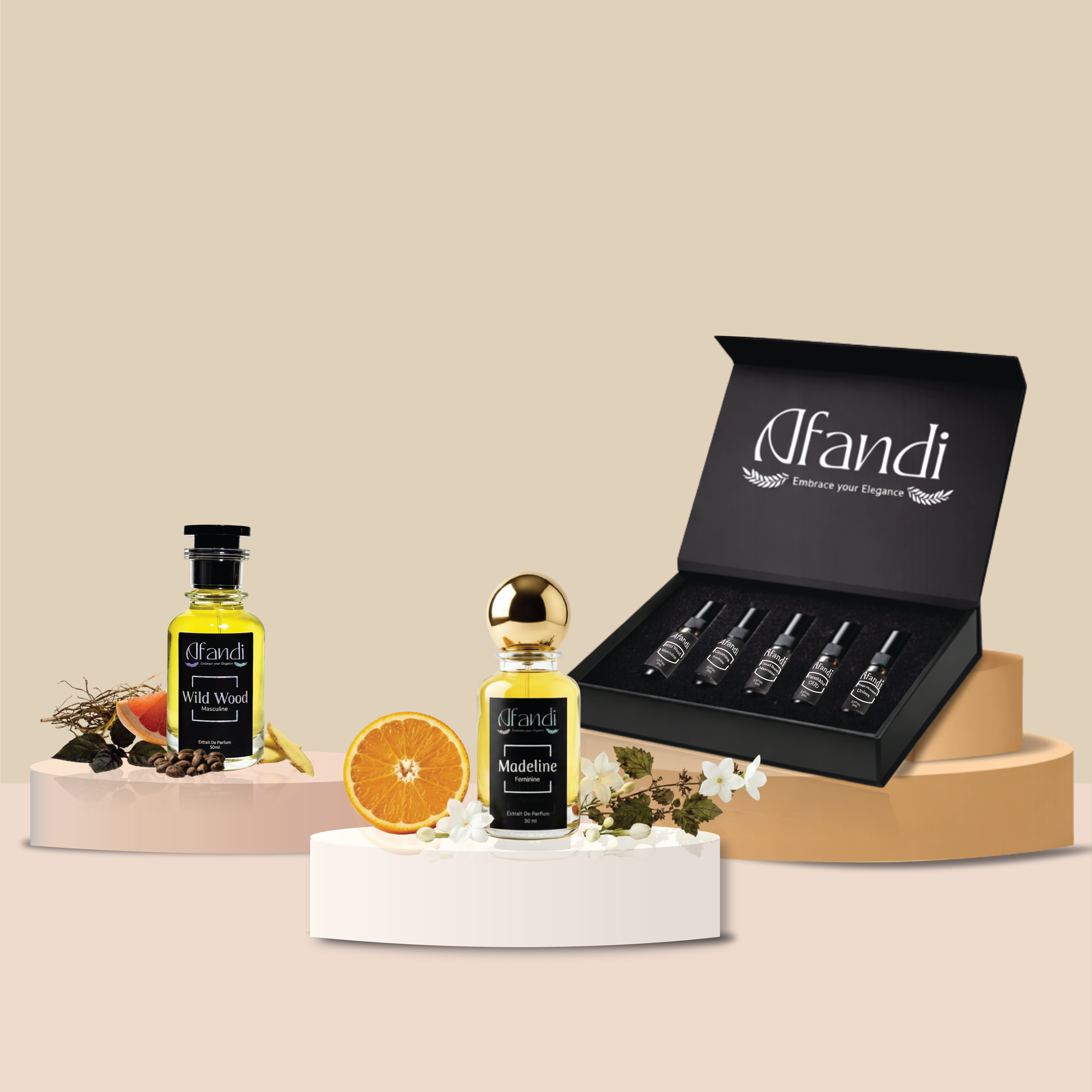 The Prestige Set perfume bundle with Wild Wood Madeline and Discovery Kit by Afandi
